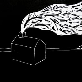 Vignette, Chimney, linocut