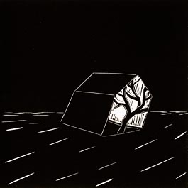 Vignette, Tree, linocut