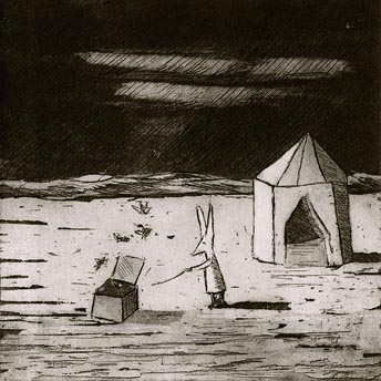 Etching, Rabbit with Box