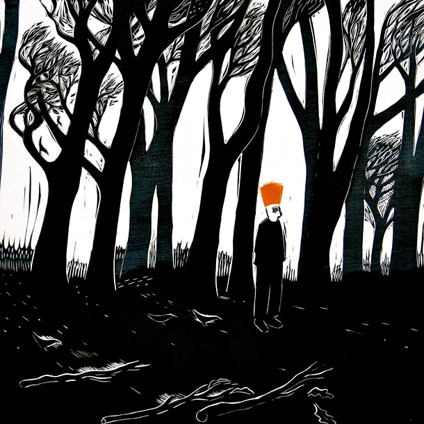Linocut, The Charcoal Burner