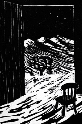 Winter Chair, linocut