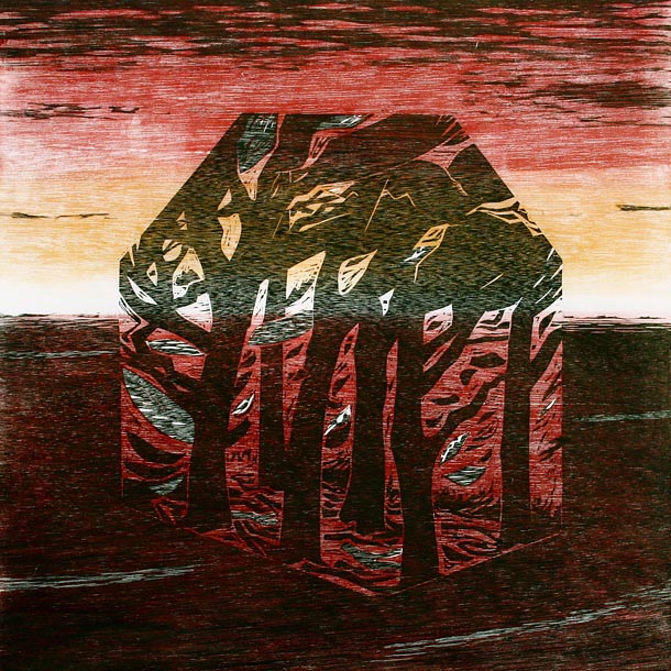 Winged Trees, woodcut