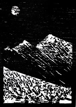 Winter Mountain, woodcut
